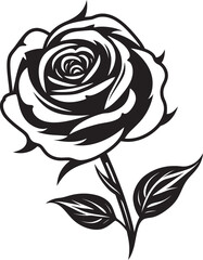 Black Rose Flower Icon Vector with Refined Floral Curves Beautiful Rose Flower Vector Logo with Smooth Black Lines
