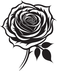 Artistic Black Rose Vector Logo with Delicate Line Work Black Rose Flower Icon Vector with Refined Floral Curves