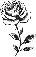 Elegant Black Rose Beautiful Flower Vector Icon Logo Design Stylish Rose Flower Black Vector Emblem with Artistic Touch