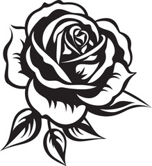 Detailed Rose Flower Vector Icon in Elegant Black Outline Minimalist Black Rose Flower Vector Logo with Fine Lines