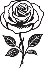 Classic Black Rose Vector Logo with Fine Floral Details Artistic Rose Flower Vector Icon with Clean Black Lines