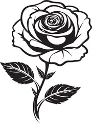 Beautiful Rose Flower Vector Logo with Smooth Black Lines Classic Black Rose Vector Icon with Artistic Floral Curves