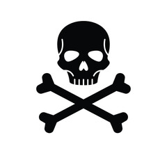 Simple black and white skull and crossbones graphic design
