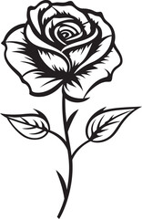 Stylized Black Rose Beautiful Floral Vector Emblem Logo Design Artistic Rose Blossom Black Vector Emblem with Beautiful Lines