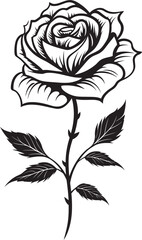 Elegant Rose Flower Black Vector Emblem with Stylish Flair Black Rose Blossom Beautiful Floral Vector Logo Emblem Design