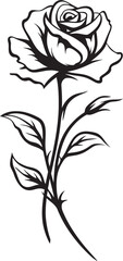 Black Vector Rose Bloom Beautiful Floral Icon for Modern Design Elegant Rose Flower Black Vector Emblem with Stylish Flair