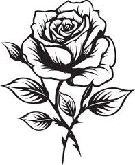 Elegant Rose Flower Black Vector Art Emblem with Botanical Details Black Vector Rose Beautiful Floral Logo for Stylish Branding