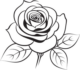 Classic elegant rose line art vector icon with thin black strokes Beautiful rose vector logo with sleek black line art detailing