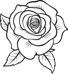 Beautiful rose vector logo with minimalist black line art design Simple black rose line drawing vector icon with refined details