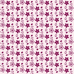 Japanese Pattern: Sakura Chirashi Seamless Design – Deep Magenta and Pink (桜散らし 深紅 薄桜 和柄)