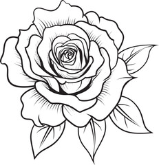 Elegant black rose line art vector icon with artistic flow Beautiful rose line drawing vector logo with precise black lines