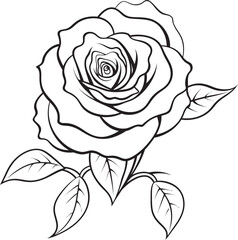 Minimal rose vector logo with fine black line art design Beautiful rose line art vector icon with clean and smooth black lines