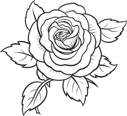 Artistic black rose line drawing vector logo with graceful outlines Minimal rose vector logo with fine black line art styling