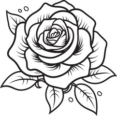 Minimalist black rose line art vector logo with smooth outlines Beautiful rose vector icon with detailed black line art features