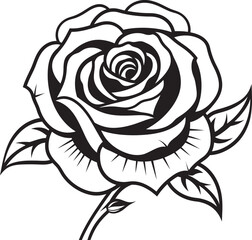 Minimalist Rose Line Art Vector Logo with Clean and Simple Lines Classic Rose Line Drawing Vector Icon with Bold Black Outline