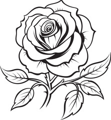 Elegant black rose line art vector logo with detailed petals Artistic rose vector icon with crisp and clean black lines