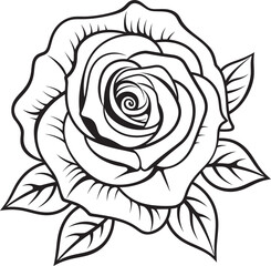 Beautiful Rose Line Art Vector Logo with Smooth Black Strokes Artistic Black Rose Line Drawing Vector Icon with Fine Line Work