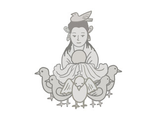 Illustration of the figure of the Bodhisattva Moon riding a goose