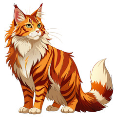 Obraz premium Digital Art of Maine Coon Cat – Long Fur and Big Paws Vector