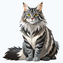 Fototapeta premium Maine Coon Cat Face Vector – Intelligent and Kind Expression