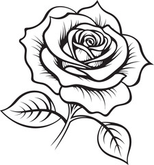 Beautiful rose line art vector logo with flowing and detailed outlines Classic rose vector logo with simple and elegant black line art