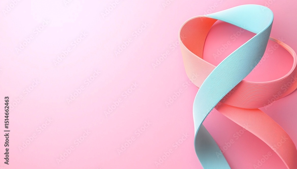 Poster abstract pink and blue ribbon pattern forming dynamic zigzag