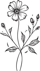 Bold wildflower tattoo design element in elegant black vector style Intricate black wildflower tattoo vector logo with fine details