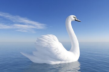 Fototapeta premium Swan swimming in calm water beauty