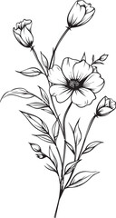 Artistic black wildflower tattoo design element with flowing lines Bold black wildflower tattoo vector logo with elegant curves