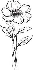 Beautiful black wildflower tattoo element vector design in fine lines Sophisticated wildflower tattoo vector design in elegant black