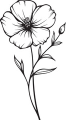 Obraz premium Modern wildflower tattoo design element with minimal black outlines Artistic black wildflower tattoo logo featuring delicate petals