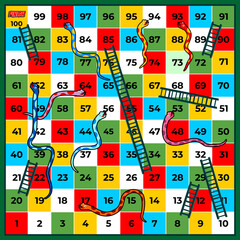 colorful snakes and ladders game board © MadeDirgaPepe