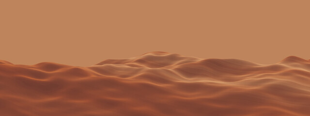 3D Brown desert sand dunes. Desert environment