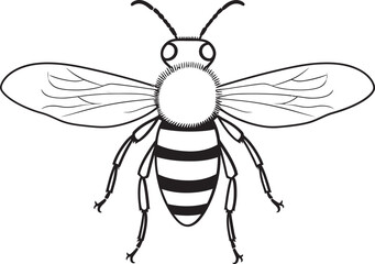Bold bee vector illustration with strong black line art Artistic bee drawing design element in clean black vector lines