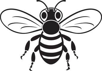 Modern bee illustration with flowing black vector design Stylish bee icon featuring sophisticated black line details