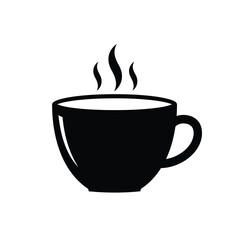 Simple black and white hot beverage cup icon