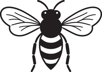 Beautiful bee design element in refined black vector lines Bold bee vector drawing icon featuring strong black linework