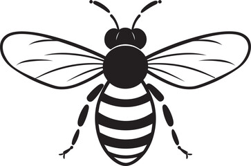 Bold bee vector drawing in solid black with elegant detail Artistic bee icon in black vector style with clean lines