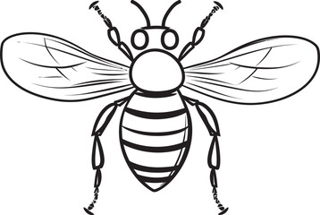 Sophisticated bee design featuring flowing black vector shapes Modern bee drawing with minimalist black vector outlines