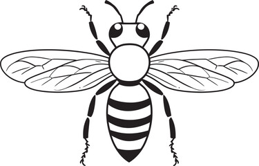 Artistic bee icon in black vector style with clean lines Sophisticated bee design featuring flowing black vector shapes