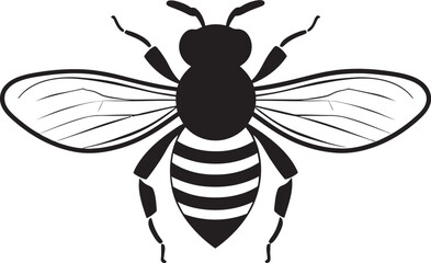 Artistic bee design with elegant black vector line detail Modern bee icon featuring sophisticated black line design