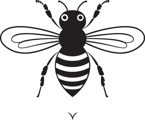 Beautiful bee vector logo with intricate line art details Bold bee illustration in black vector line art with dynamic style