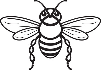 Elegant black bee vector illustration with detailed wings Stylish bee icon featuring bold black vector linework