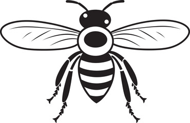 Stylish black bee vector illustration with fine linework Elegant bee drawing with minimalist black vector elements