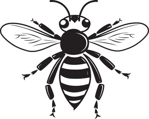 Modern bee icon featuring sophisticated black line design Stylish black bee vector illustration with fine linework