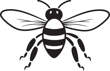 Elegant bee drawing with minimalist black vector elements Graceful bee design element featuring organic black lines