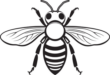 Graceful bee design element featuring organic black lines Beautiful bee vector drawing with refined black design