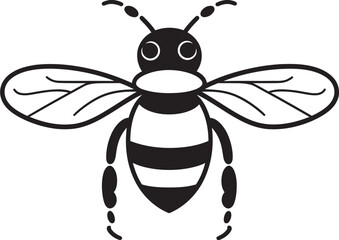 Stylish bee logo featuring elegant black linework design Graceful bee illustration in clean black vector style