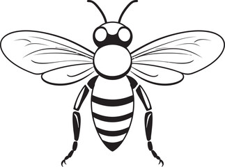Graceful bee illustration in clean black vector style Beautiful bee icon design with intricate black vector lines