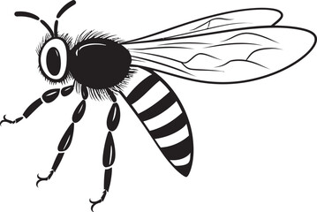 Sophisticated bee vector design element with modern lines Stylish bee icon featuring refined black vector drawing